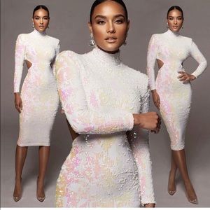 White Jluxlabel Sequins cutout dress